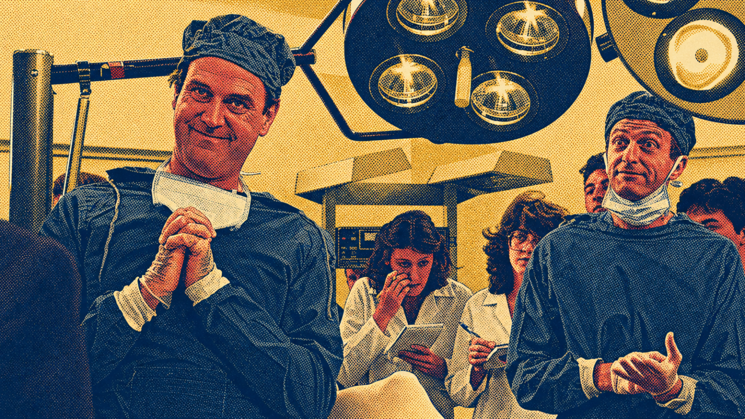 Ilustración en carboncillo para «La comedia negra como trámite en El sentido de la vida de Monty Python»