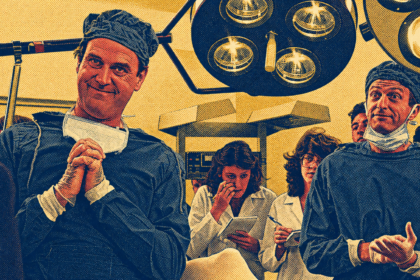 Ilustración en carboncillo para «La comedia negra como trámite en El sentido de la vida de Monty Python»